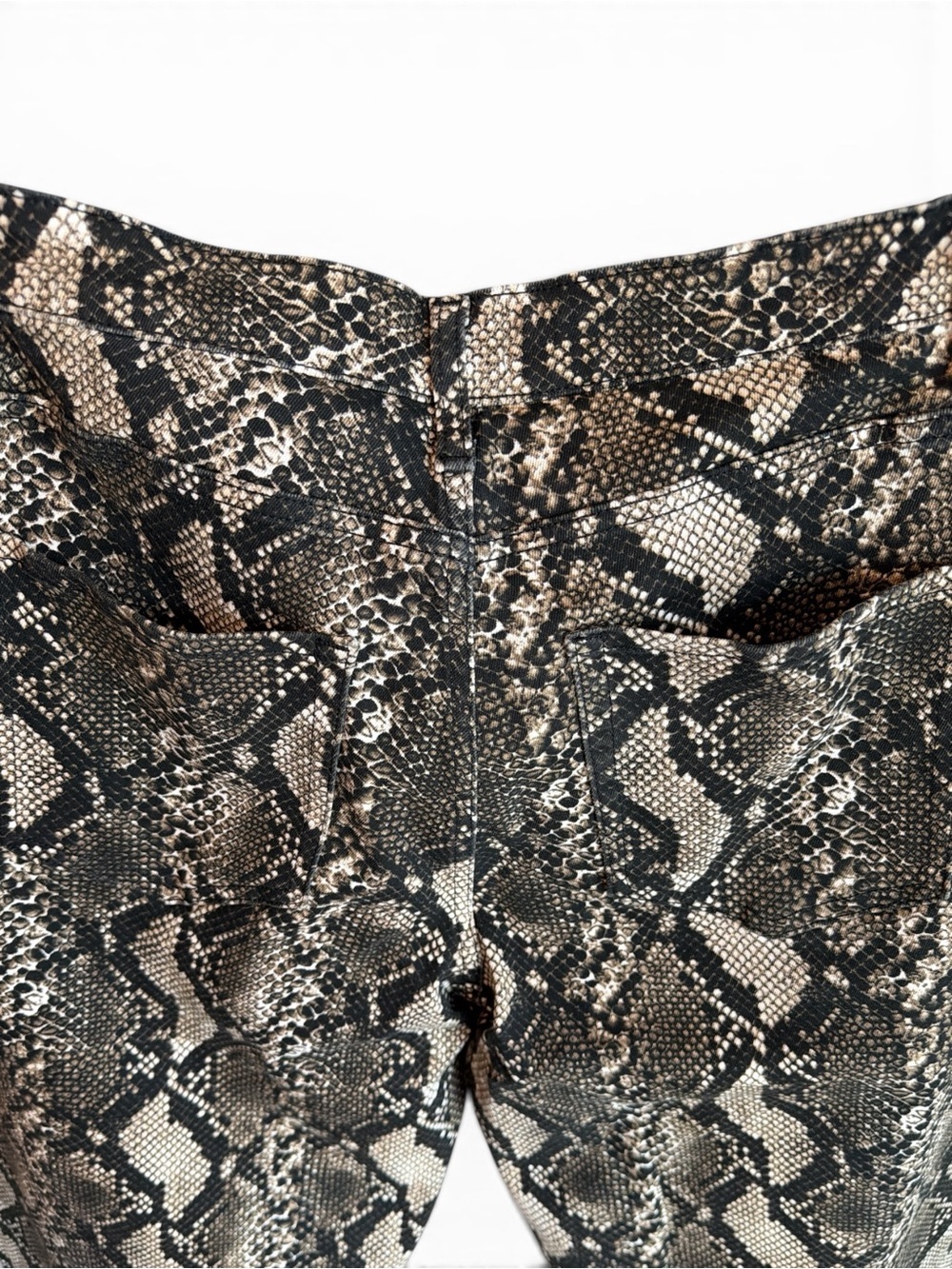 Anniewear Barrel Snake Print Pants Size XL Black Brown High Rise Cropped NEW - Picture 9 of 13